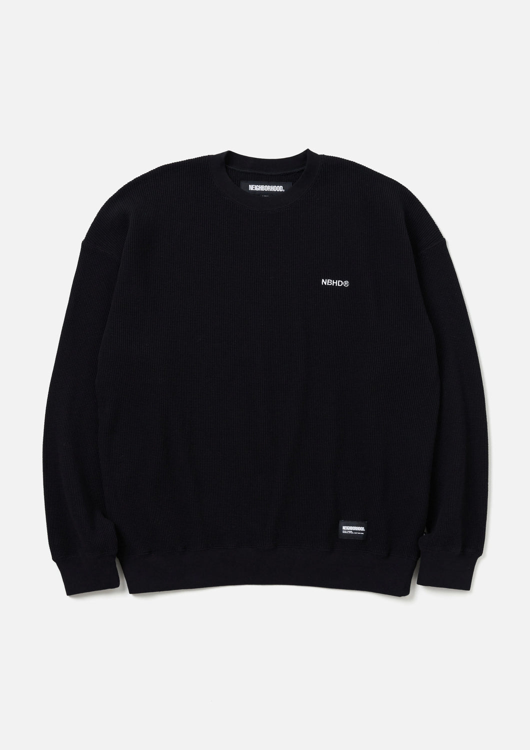 WAFFLE FABRIC CREWNECK LS