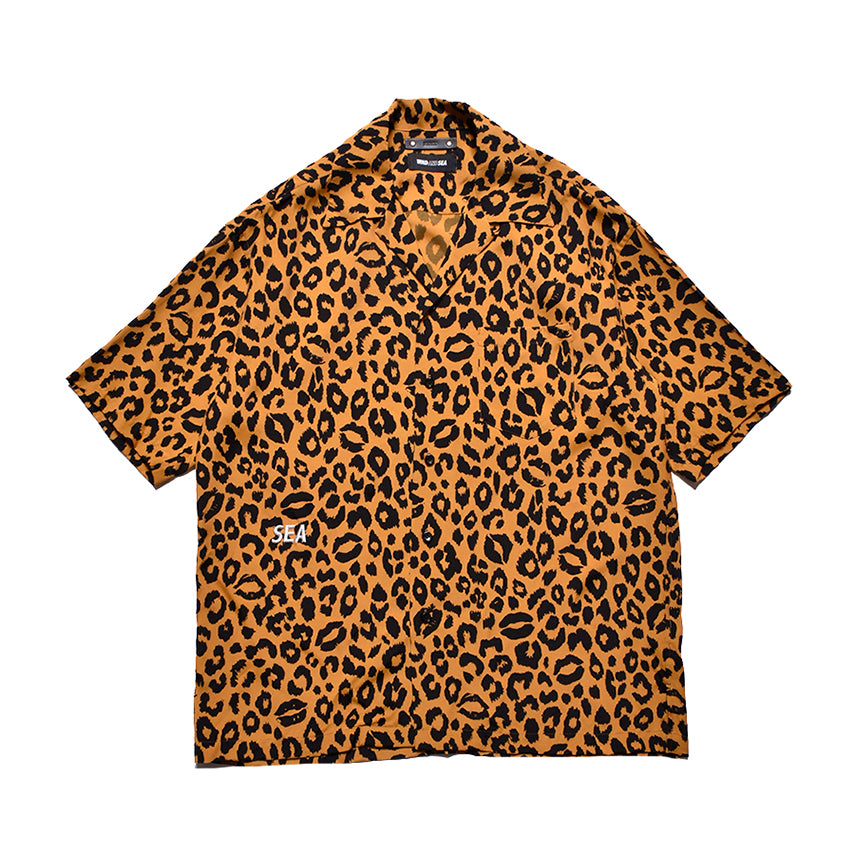 WDS x MINEDENIM LIPS LEOPARD PRINT OPEN COLLAR SH