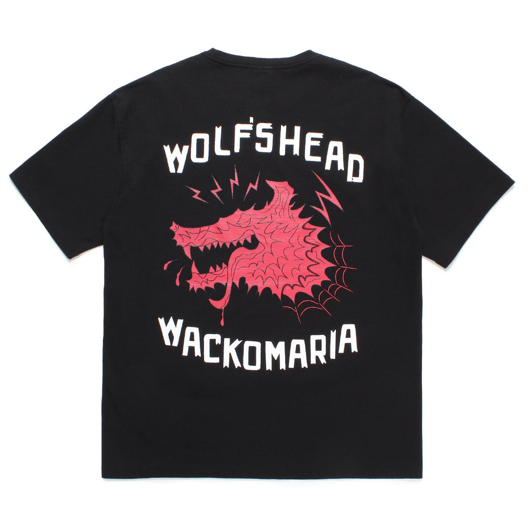 WOLF'S HEAD / WASHED HEAVY WEIGHT CREW NECK T-SHIRT